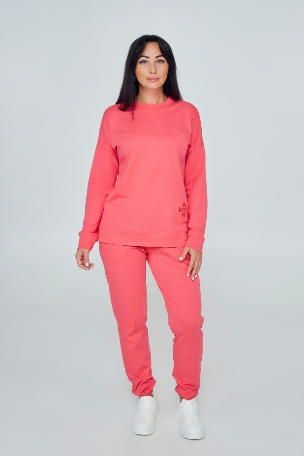 Women's suit: pants + sweatshirt: Coral